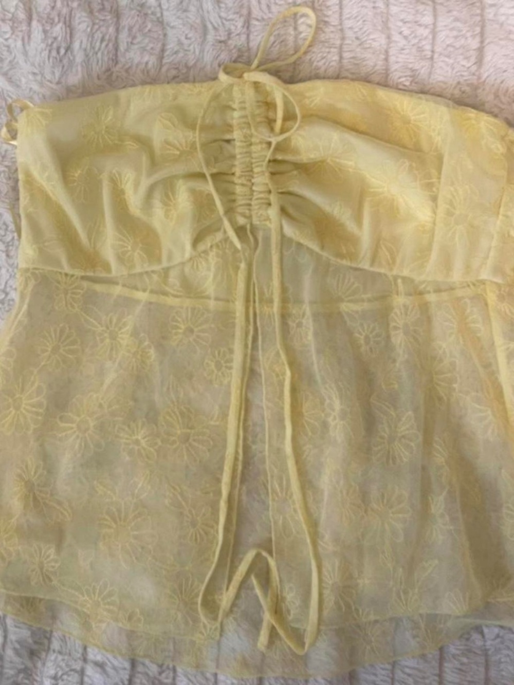 NWOT Love On A Hanger Yellow Daisy Mesh Babydoll Cami Top Size L Coquette Fairyc